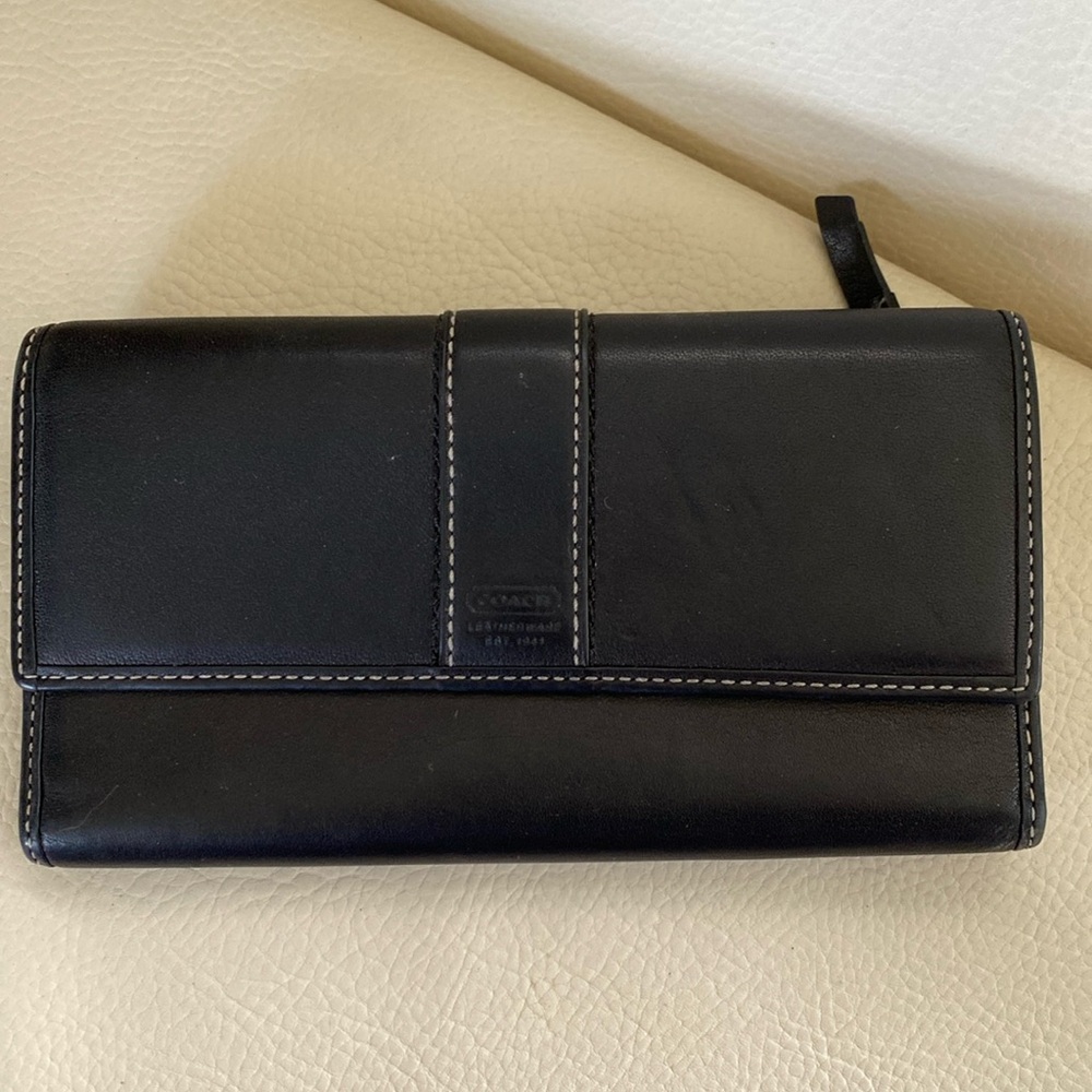Leather Coach Wallet - black